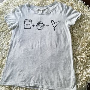 H&M Cupcake & Coffee Gray Soft Knit Tee